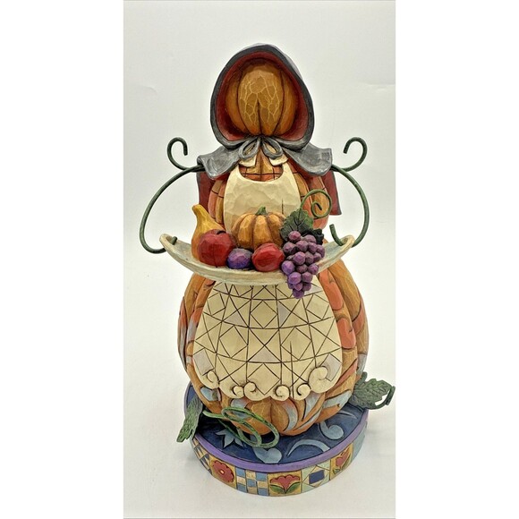 JIM SHORE 2008 Fall "FEAST ON GOODNESS" Lady Pumpkin Pilgrim  #4010034 9” - Picture 1 of 15